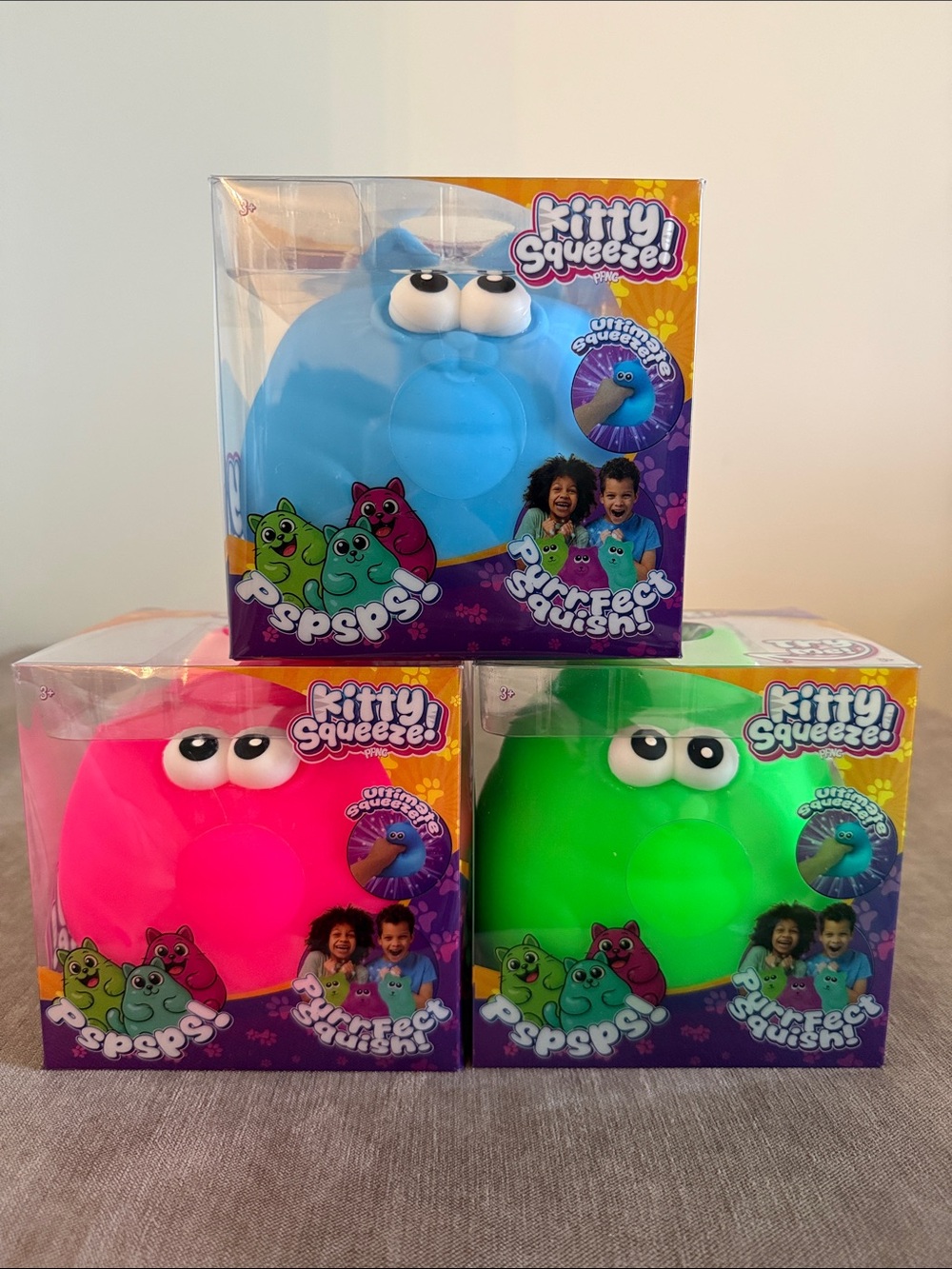 Kitty Squeeze!  - Blue, Pink, Green | Bundle Of All 3 Colors | New